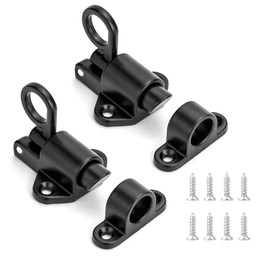 GisWell Pack of 2 automatic door latches, spring latches, automatic door latch with screw, spring lock, aluminium, lock bolt for wooden doors, windows, cabinet doors (black)