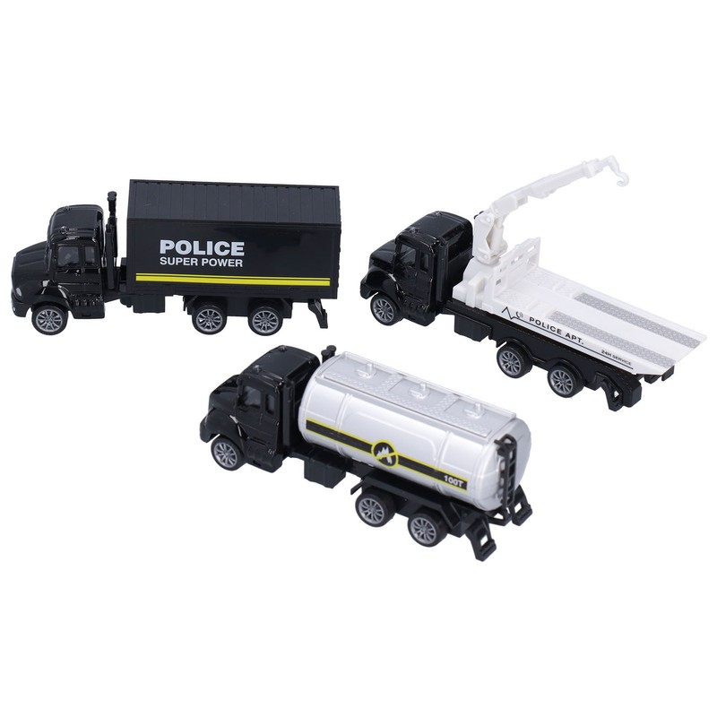3pcs 1:50 Truck Model Toy Set Pull Back Recovery Tanker