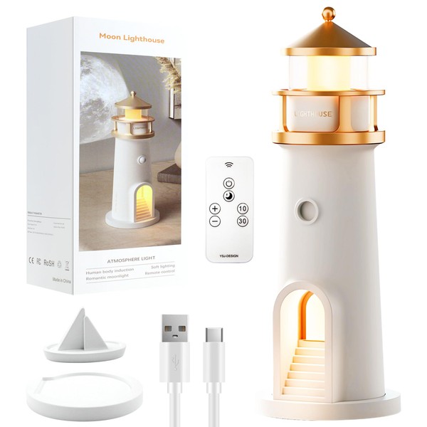 Mesen Moon Lamp Projector Night Light, Lighthouses Night Light with