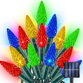TW SHINE Solar C6 String Lights Outdoor, 16 FT 50 LED Multi-Colored Christmas Light with 8 Modes, Waterproof Solar Powered Lights for Trees House Holiday Yard Fence Decorations