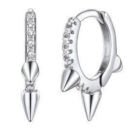 Silver Hoop Earrings, Punk Style Claw Earring Hoops with Cubic Zirconia, Mothers Earrings Females Gifts