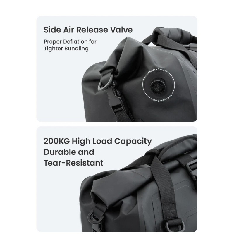 LOBOO Vintage Motorcycle Tail Bag, 20L Waterproof Saddlebag, PVC Leather