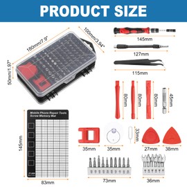 sourcing map 140 in 1 Magnetic Precision Screwdriver Set Electronics Repair Tools Kit with 99 Bits Flexible Shaft and Extension Rod for Cellphone Game Console Laptop PC Computer Camera, Red