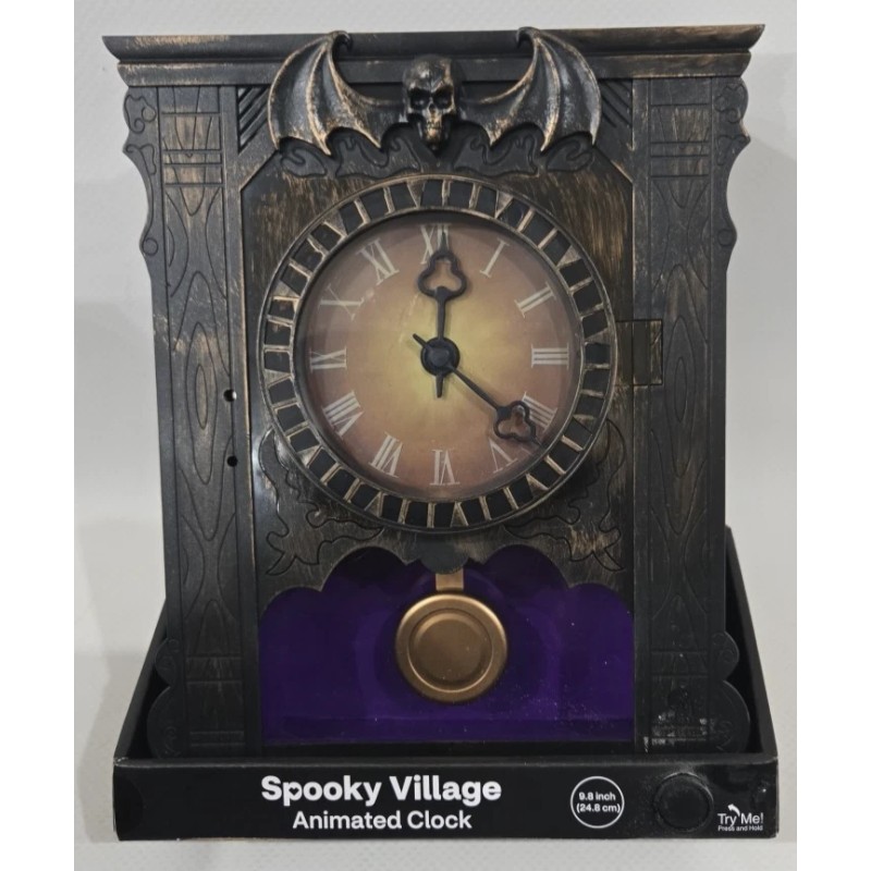 Spooky Village Animated Clock With Sound Motion Activated