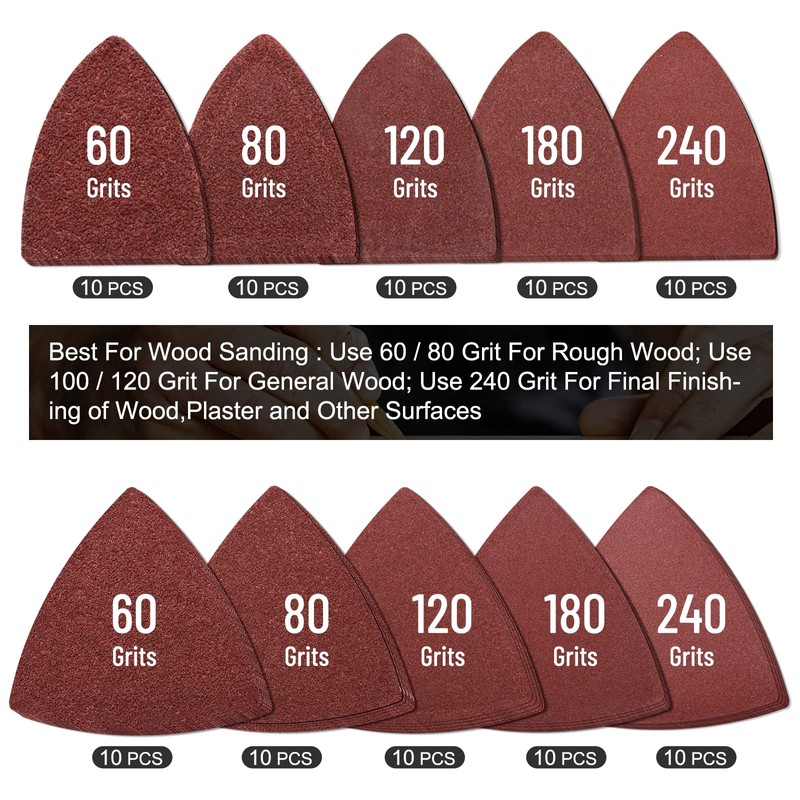 105PCS Oscillating Tool Detail Sanding Pads Kit, 3Pcs Triangle and