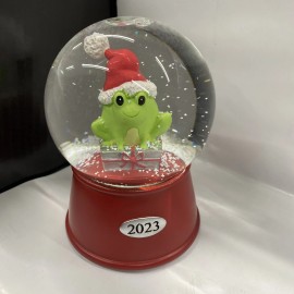 Target Wondershop Musical 2023 Snow Globe Cute Green Frog Santa Hat Plays Jingle Bells
