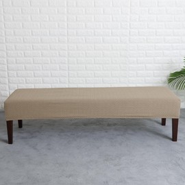 FORCHEER Dining Bench Cover Waterproof Stretch Jacquard Bench Slipcover for Living Room Washable Ottman Cover Bench Seat Protector for Bedroom, Kitchen(Waterproof Jacquard Fabric-Khaki)