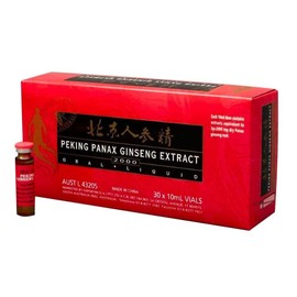 Health Nature Ginseng 2000 mg Oral Liquid 30 x 10 ml Vials, Maroon