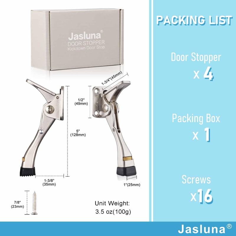 Jasluna One Touch Kickdown Door Stopper, Heavy Duty Door Holder,