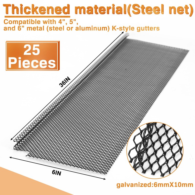 Blulu 25 Pcs Lock in Gutter Guard 6 Inch x