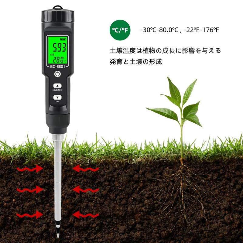 Slyfox 2 in 1 EC/Temperature Soil Measuring Instrument, 0.00 -