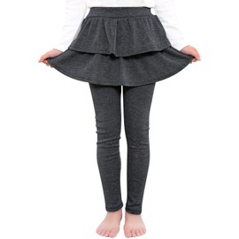 BOOPH Little Girls Leggings Tutu Skirts Footless Uniform Pants 10-12 Years B-Dark Gray