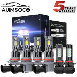 AUIMSOCO 6X 6500K LED Headlight+Fog Light for 2003-2006 Chevy Silverado 1500 2500 3500 HD