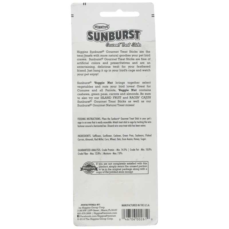 Higgins Group Higgins Veggie Nut Stix Parrot 1.8 Oz Treat,