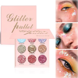 Glitter Eyeshadow Palette Sparkling Face Glitter Pallets Pressed Pigments Eye Shadow Metallic Satin Colourful Eyeshadow All Shimmer Eye Make-Up For Women