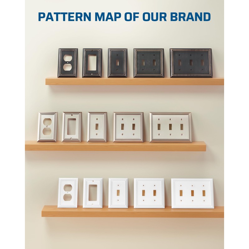 DEWENWILS 8-Pack Duplex Wall Plate, Metal Wall Outlet Cover for