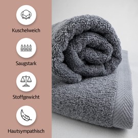 Zestri Terry Guest Towel Set of 4 | Black 30 x 50 cm | 100% Cotton 500 g/m² | Oeko-Tex Standard 100 Hand Towel Guest Towel