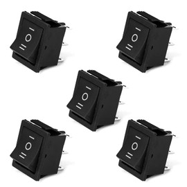Ruimou 5Pcs AC 15A/250V 20A/125V On/Off/On Boat Rocker Switches, DPDT 6Pin 3 Position Balck Rocker Switch
