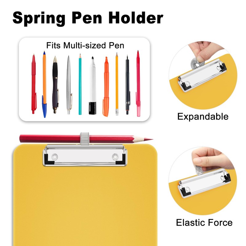 Hongri A5 Clipboard with Storage, Metal Retractable Pen Holder, 6