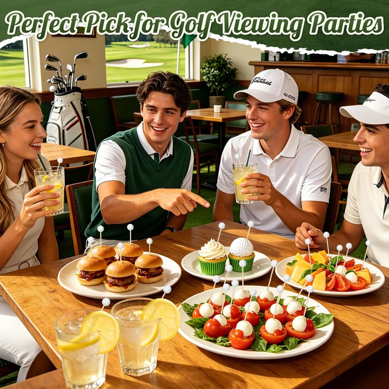 100 Golf Ball Cocktail Picks, 4.9 in Fancy Toothpicks for