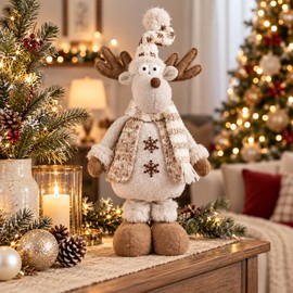 Christmas Snowman Stretch Doll – Creative Knitted Elk Doll for Window, Table, Shelf & Holiday Home Decor