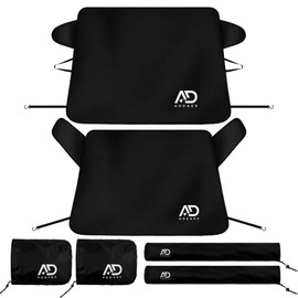 Aodaer 6 Pack Car Windshield Snow Cover with Side Mirror Covers and Windshield Wiper Covers All Weather Front & Rear Ice Frost Protector Windproof Car Cover for Most Vehicles Cars Trucks SUV, Black