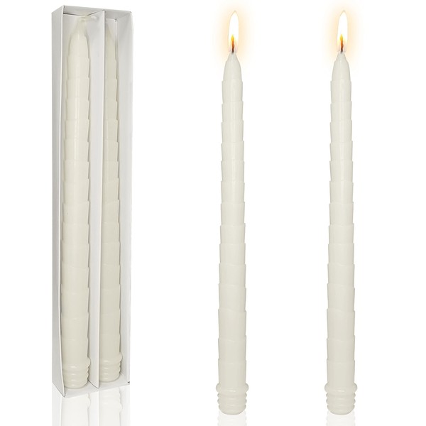 11.6" Handmade Taper Candles Luxury Dinner Candles Wedding Anniversary Christmas Pack of 2 (White)