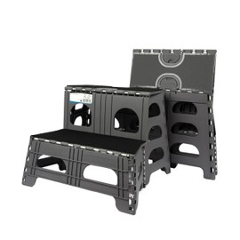 Bee Neat 2 Step Folding Dog Stairs & Ramp for Your Pet - Indoor Outdoor Foldable Pet Stairs for High Bed, Car, SUV – Collapsible Step Stool Ladder Supports 300lbs – New Carpeted Design