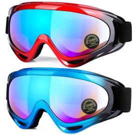 MAMBAOUT 2-Pack Snow Ski Goggles, Snowboard Goggles for Men, Women, Youth, Kids, Boys or Girls