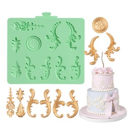 KALAIEN Baroque Silicone Molds Scroll Fondant Molds,1 Pcs Clay Mold for Air Dry,Crafts,Resin,Plaster,Candle Mold (Style 1)