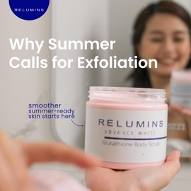 Relumins Premium Summer Body Scrub with Glutathione, Rosehip & Sea Salt – Hydrating Exfoliating Scrub for Smooth, Radiant, Beach-Ready Skin – Gentle Moisturizing Formula – 400ml