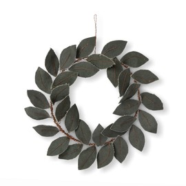 Park Hill Collection Upcycled Tent Canvas Olive Leaf Wreath, 7-inch Diameter, Canvas, Brass and Glass, for Home, Office, Kitchen, Room Décor Use