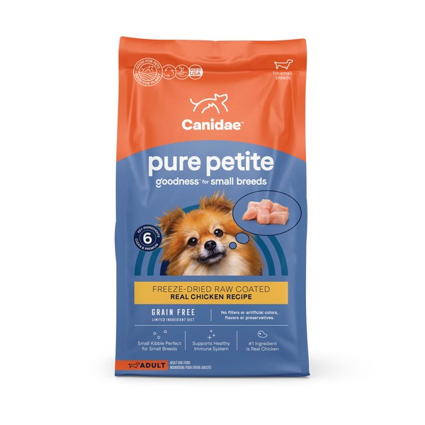 Canidae Pure Petite Premium Freeze-Dried Raw Coated Dog Food for Small Breeds, Real Chicken Recipe, 10 lbs, Grain Free