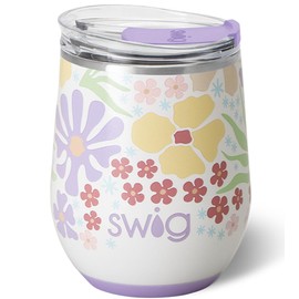 Swig Life 12oz Wine Tumbler with Lid, Stainless Steel, Dishwasher Safe, Portable, Triple Insulated Wine Tumbler (Fresh Cut)