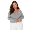 TRENDYOL Women's V-Neck Plain Regular Plus Size Pullover Sweatshirt, lightgrey