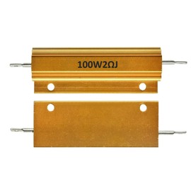 Mdurian 2 x 100 W 2 Ohm 5% Aluminium Housing Resistance Load Resistors Tap Wirewound Aluminium Housing Wirewound Resistor Gold for Light Replacement Converter