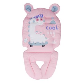 Baby Stroller Cushion Pad Printed Universal Warm Multi Functional Soft Stroller Cushion Seat Pad for Dining Chair Pink Dinosaur