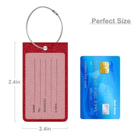 Rimilak 10 Pack PVC Luggage Tags for Suitcase, Travel Cruise Luggage Tag with Metal Loop and Name ID Label for Women Men Baggage Handbag School Bag Backpack, Red