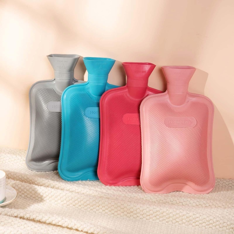 HomeTop Premium Classic Rubber Hot Water Bottle (Blue)