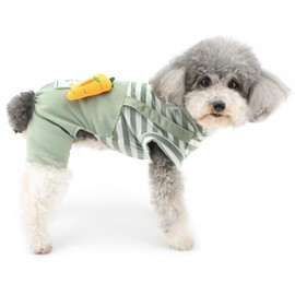 Ranphy Small Dog Clothes T-shirt, Cute, Dog Clothes, Carrot Pattern, Dog Clothing, Romper, Popular, Costume, Walks, Four Legs Outings, Spring and Summer Clothes, Dog Wear, Striped Pattern, Pajamas,