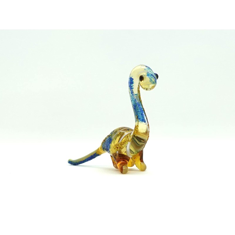 Sansukjai Apatosaurus Dinosaur Micro Tiny Figurines Hand Blown Glass Art