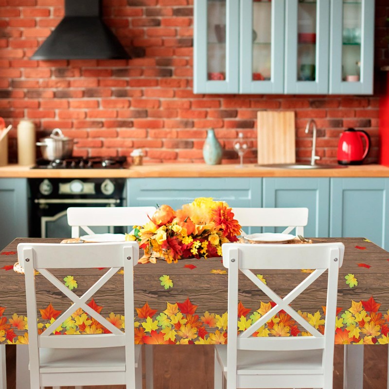 BCCSNNM 3 PCS Fall Tablecloth Plastic Autumn Thanksgiving Tablecloths,Disposable Fall