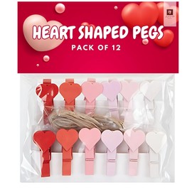 AKH® Heart-Shaped Pegs | 12 Pack | 3.5cm Wooden Decorative Pegs for Crafting, Wedding, and Photo Displays