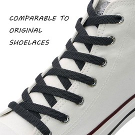 VSUDO VSUDO 115cm Length Flat Dark Grey Trainers Shoelace, 8mm Wide Shoe Laces for Sneakers, Premium Trainer Shoe Strings, Replacements Athletic Sport Shoelaces for Women or Men (1Pair-Dark Grey-115cm)