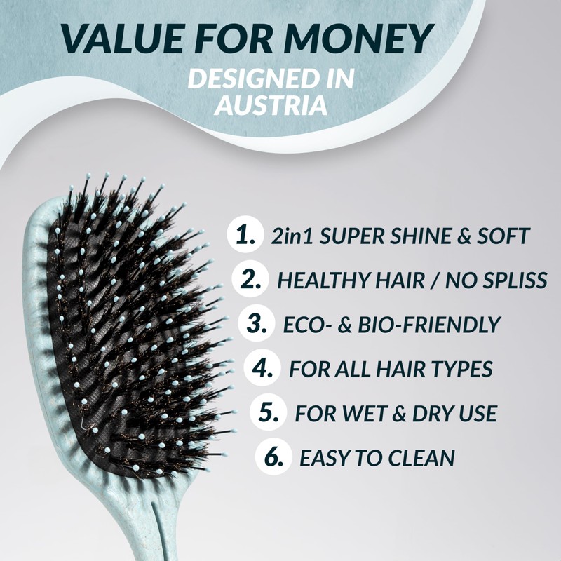 MarQus - Hair Brush with Boar Bristles - Paddle Brush