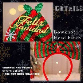 Uranian Christmas Bow Headbands Xmas Bowknot Hairband Red Bow Hair Hoop Festival Party Hair Accessories for Women and Girls