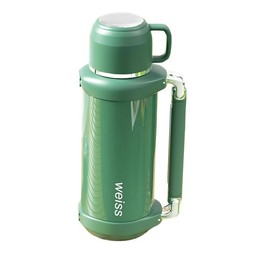 DEDEYA Stainless Steel Vacuum-Insulated Beverage Bottle with cup, Large Coffee Bottle for Travel, Flasks for Hot and Cold Drinks, temperature display(Green, 60oz)