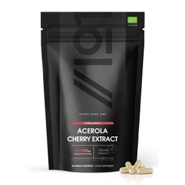 Organic Acerola Cherry Extract 11,750mg - High Strength 100% NRV Natural Vitamin C, Made from Organic Acerola Cherry 25:1 Extract - Non-GMO, Gluten-Free, Halal, Vegan. 90 Vegan Capsules