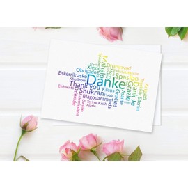 Friendly Fox Thank You Cards, 12 Thank You Cards, Thank You Word Cloud, Blank Postcards Thank You Cards Set with Envelope, with Cards Say Thank You