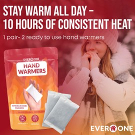 Hand Warmers - Long-Lasting, Safe, Natural, Odorless Air-Activated Warmers - Up to 10 Hours of Heat - 10 Pairs